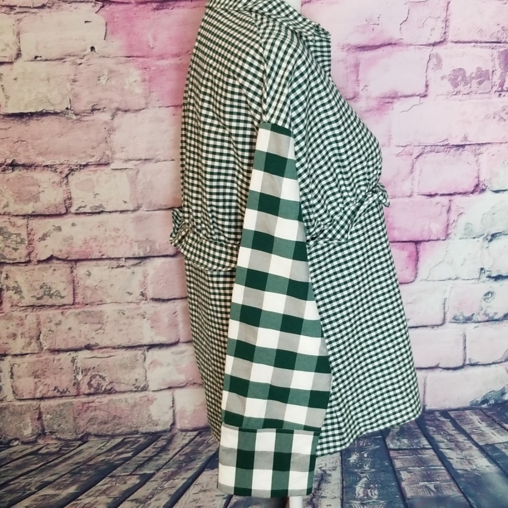 ZARA TRAFALUC COLLECTION GREEN CHECK OVERSIZED TOP - Picture 2 of 8